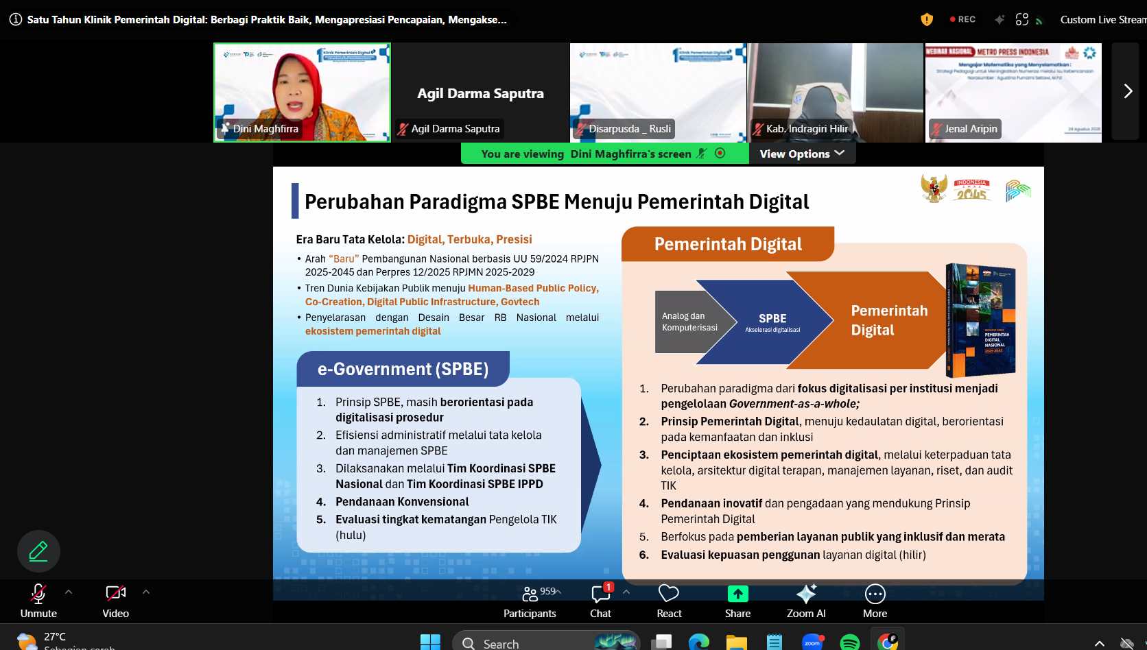Diskominfo Kabupaten Tulang Bawang Mengikuti Satu Tahun Klinik Pemerintah Digital: Berbagi Praktik Baik, Mengapresiasi Pencapaian, Menguatkan Transformasi Digital (Sharing Session & Pemberian Apresiasi 2026)